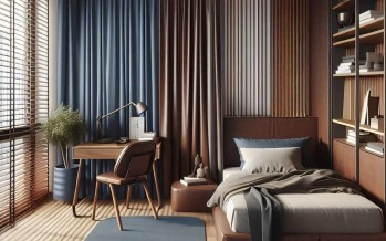 تنسيق البني الشوكولاتة والرمادي المزرق في الديكور